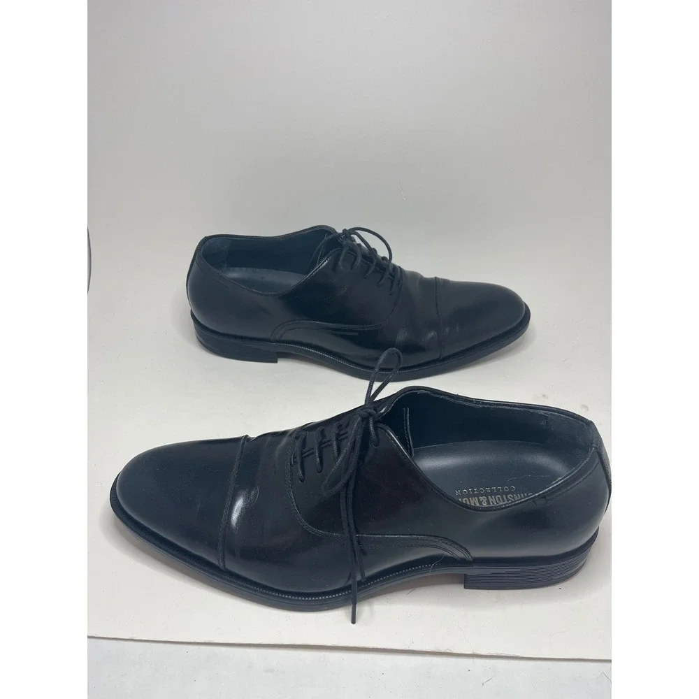 Johnston & Murphy Mens Oxford Shoes 9 M Black Leather Cap Toe Formal Dress Shoes